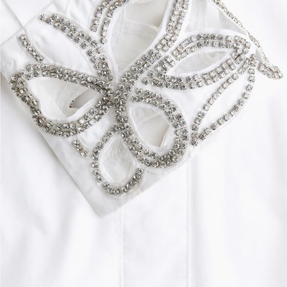H&M RHINESTONE-DETAIL TUXEDO SHIRT - Picture 2 of 7